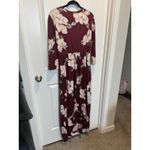 Maroon Floral Dress XL Zattcus 3/4 Sleeve Long V Photo 3