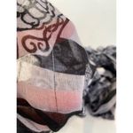 ZARA Black/Gray-White Skull & Stripe Day of the Dead Sheer Scarf OS Polyester Photo 6