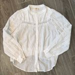Matilda Jane  Good Hart Button-Up white lace trimmed Blouse preacher collar XS Photo 0