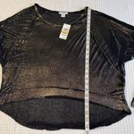Bar III NEW!  SMALL Black Silver Gold Metallic Iridescent Long Sleeve Slinky Top Photo 10