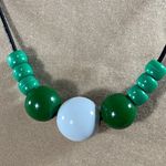 4 Beaded Necklaces Round Clasp Blue Black Red White Green Photo 5