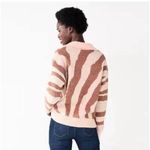 Nine West Sweater Womens Large Pink Mauve Zebra Polo Knit Long Sleeve Size XXL Photo 1