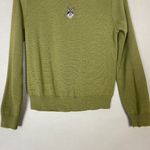 Wool Sweater Rabbit Patch‎ Quirky Green Turtleneck Long Sleeve Bunny Pullover Size M Photo 4