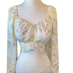 Madden NYC crop top blouse long sleeve square neck ties in back padded Sz large Photo 0