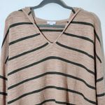 J. Jill Peach and Green Oversized Striped Hoodie Pullover Size XL Photo 2