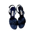 BELTRAMI Suede Sandals Navy Blue 3D Floral Design Sling Back Italy EU 38 US 7.5 Photo 9