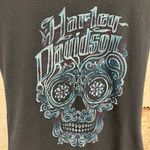 Harley Davidson Women’s Cut Gray V-Neck Skull Graphic Short Sleeve T-Shirt Small Photo 1