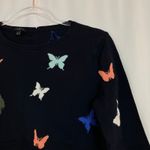 Talbots  | Petite 3/4 Sleeve Sweater Navy Butterfly Print Cotton Blend Womens LP Photo 1