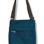 Thirty One Womens Crossbody Shoulder Bag Purse Wool Blend Houndstooth Teal Black Green Photo 0