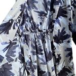 Nic+Zoe Inky Flowers Satin Crepe Single-Button Long Jacket, Adjustable Waist Photo 6