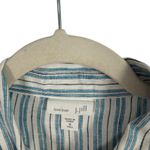 J Jill Love Linen Blue White Striped Popover Shirt Coastal Cottage Womens M Tall Size M Photo 2