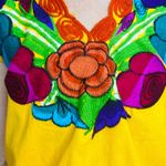 Mexican Yellow Colorful Floral Embroidery Bohemian Blouse Photo 6