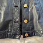 Ralph Lauren Vintage 100% Leather Button Front Jacket Navy Blue & Gold Sz. Small Photo 8