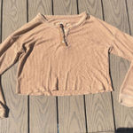 American Eagle  Size Small Waffle Knit Henley Shirt Thermal Fall Brown Tan Photo 0