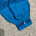 Sundance  Almara Floral Embroidered Balloon Sleeve Peasant Blouse Blue PS Photo 4