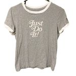 Nike  Women's Size Small Grey Cotton Just Do It Ringer T-Shirt Short Sleeve Photo 1