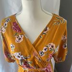 love, Fire Yellow and Pink Floral Wrap Maxi Dress Orange Size L Photo 5