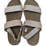 Madden Girl  size 8.5 pink & gold sparkly jute wedge comfy stylish sandals GUC Photo 0