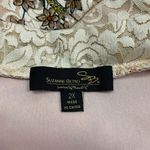 Suzanne Betro  Floral Blouse Women Size 2X Tie Neck 3/4 Sleeve Top Boho Chic Lace Photo 4