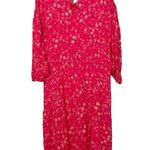Free People Raspberry Pink Wallflower Midi Long Sleeve Dress M Photo 2