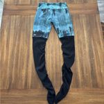 Alo Yoga Womens Goddess Leggings Size S Blue Ribbed Knit Ruched Leg Gym Workout Photo 5