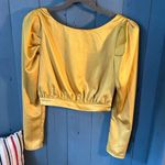 NBD NWT  Mustard Yellow Satin Crop Top, Size Medium Photo 0