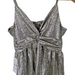 Skies Are Blue  Tank Shirt Sz S Champagne Twist Front Metallic Blouse Night Out Photo 0