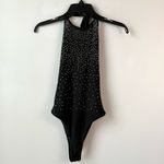 Edikted  Open Back Sheer Mesh Rhinestone Bodysuit Black S Photo 3