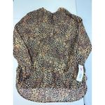 Liz Claiborne Lizsport Leopard Print Button Up Tunic Top Blouse Animal Print Shirt Small Photo 2