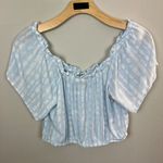Torrid Crop Top 1X Blue White Off Shoulder V-Neck Tie Dye Gauze Lightweight Photo 4