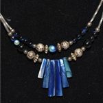 Source Unknown Captivating Art Deco Art Glass Silver Tone Tube Chain Bib Double Strand Necklace Photo 1