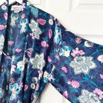 California Dynasty Asian Blue Pink Floral Matching Slip Dress Mid Length Robe M Size M Photo 10