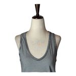 AMO Tank‎ Top Women Small Blue White Cotton Striped Distressed V Neck Preppy Photo 2