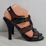 Dolce & Gabbana  Black PVC And Leather Strappy Woven Detail Heel Sandals Sz 38.5 Photo 0