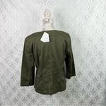 J. Jill Button Front Jacket Collarless Women Size 12 3/4 Sleeve‎ Moss Green New Photo 6
