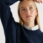 Quince Organic Cotton Boyfriend Crew Sweater in Navy Photo 1