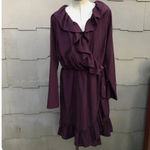 Amanda Uprichard gb x  Malia Purple Ruffle Mini Faux Wrap Long Sleeve Dress Photo 2