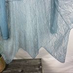 Aria  A Steel Blue Lace Sheer Loose Duster Open Sweater M Photo 3