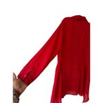 Love Ari Red Button Down Sheer Top Fairy Lightweight Size 1X Tunic Collared Photo 3