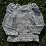 Loft Ann Taylor Striped Pleated Puff Sleeve Top Women’s Size M Long Sleeve Photo 2