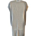 EXPRESS Gray Puff Long Sleeve Mini Bodycon Rib Knit Sweater Dress sz M Crew Neck Photo 2