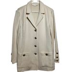 St. John  Basics Santana Knit Cardigan Pockets Blazer Button Front Ivory 10 Photo 1