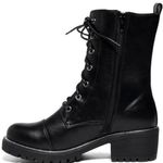 Refresh Black Lace-Up Combat Boots Photo 3