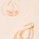 Francesca’s Acrylic Resin Dried Floral Flower Tear Drop Earrings Photo 4