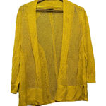 Alfani Open Knit Cardigan Yellow Linen Blend Lightweight Slit Hem Layering L/G Photo 0