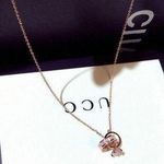 14K Rose Gold Plated Double Rings Pendant Necklace for Women Photo 0
