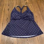 LL Bean Womens Blue Polka Dot Racerback Babydoll Tankini Swim Top Size Medium Photo 0