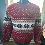 Old Navy  L red snowflake fair isle button down cardigan Photo 1