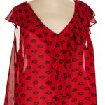 Torrid Tank Top Red Lips Ruffled Chiffon Sheer Blouse Rocky Horror Plus Size 4X Photo 7
