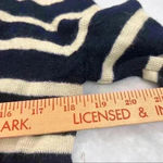 J.Crew  Sweater Women Sz M Blue Cream Striped 100% Baby Alpaca V Neck Long Sleeve Photo 5